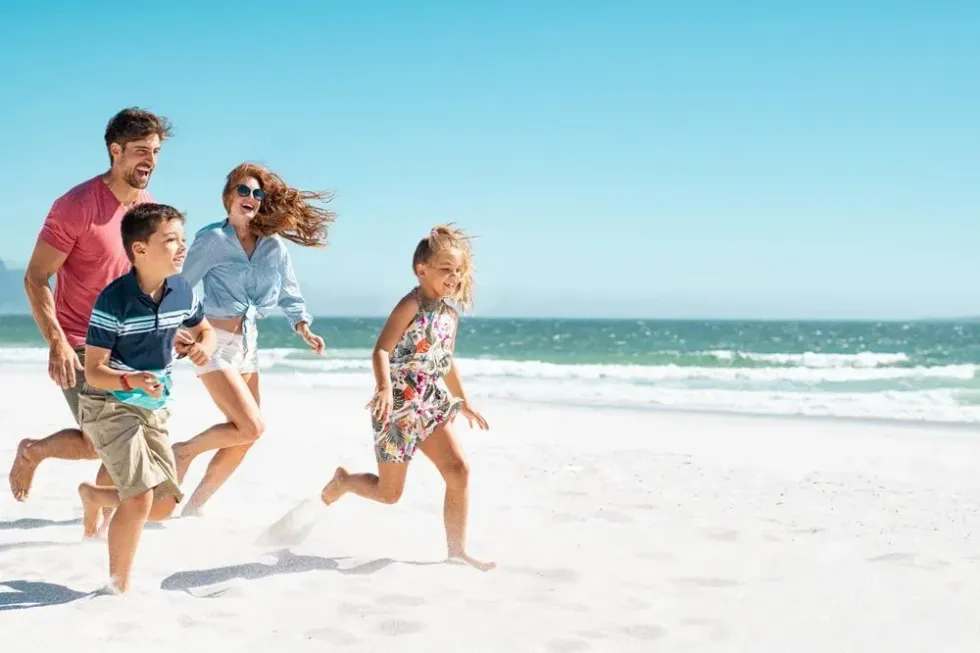 A family enjoying on a beach