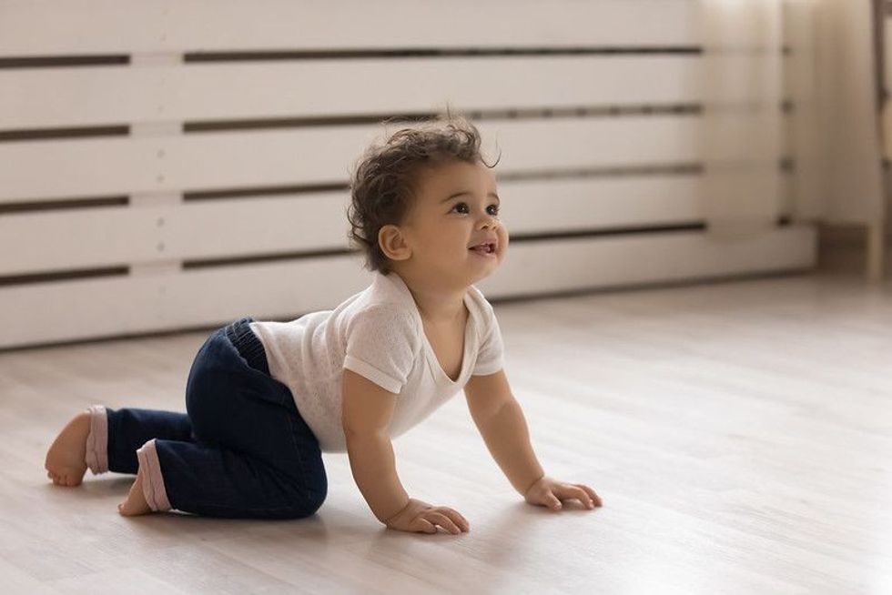 Baby crawling indoor