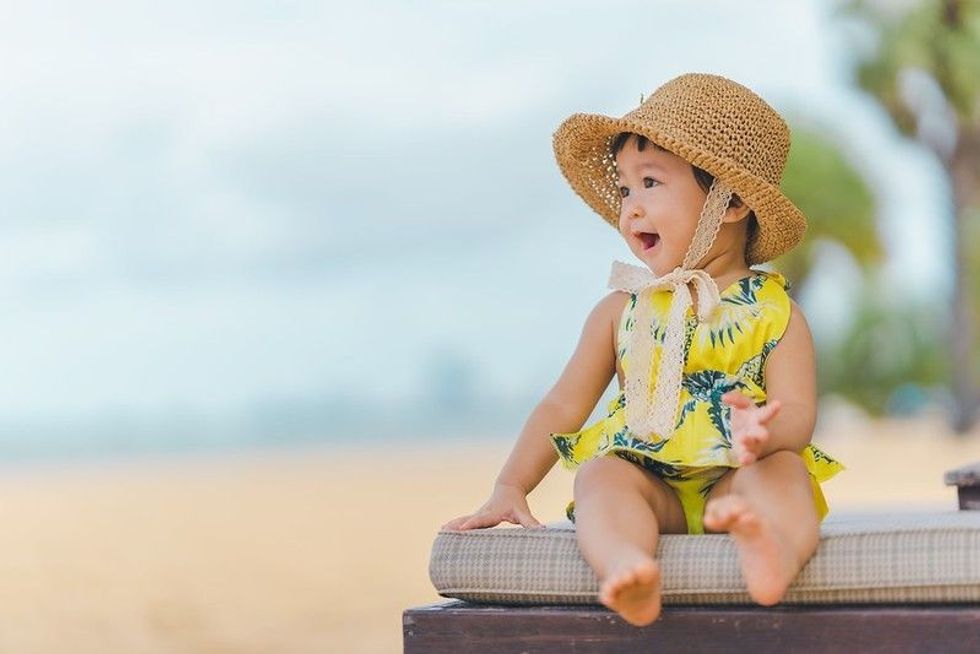 Baby girl wearing summer dress