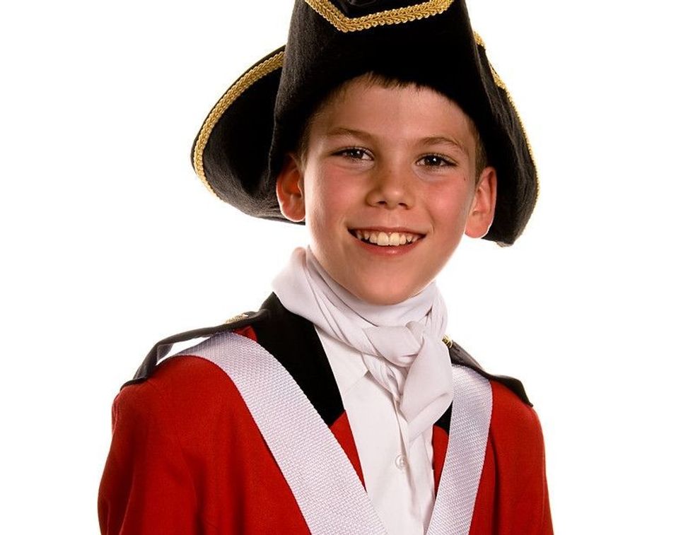 British teenage boy in costume