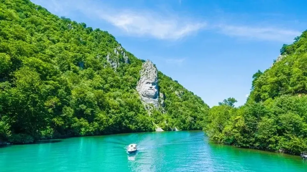 Decebal Statue on the Danube river, Romania