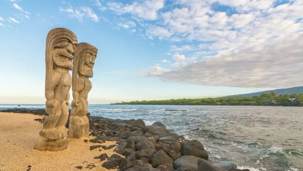 Ki'i in Pu'uhonua O Honaunau National Historical Park, Big Island, Hawaii