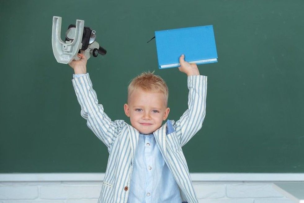 School child student learning in class