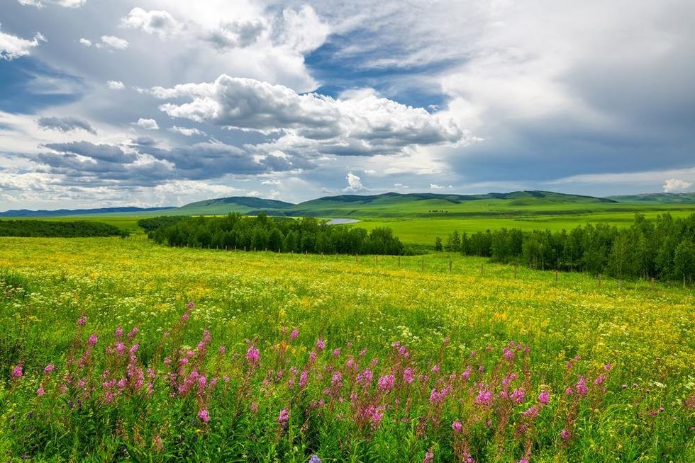 The summer prairie and cloudscape of Hulunbuir of China.